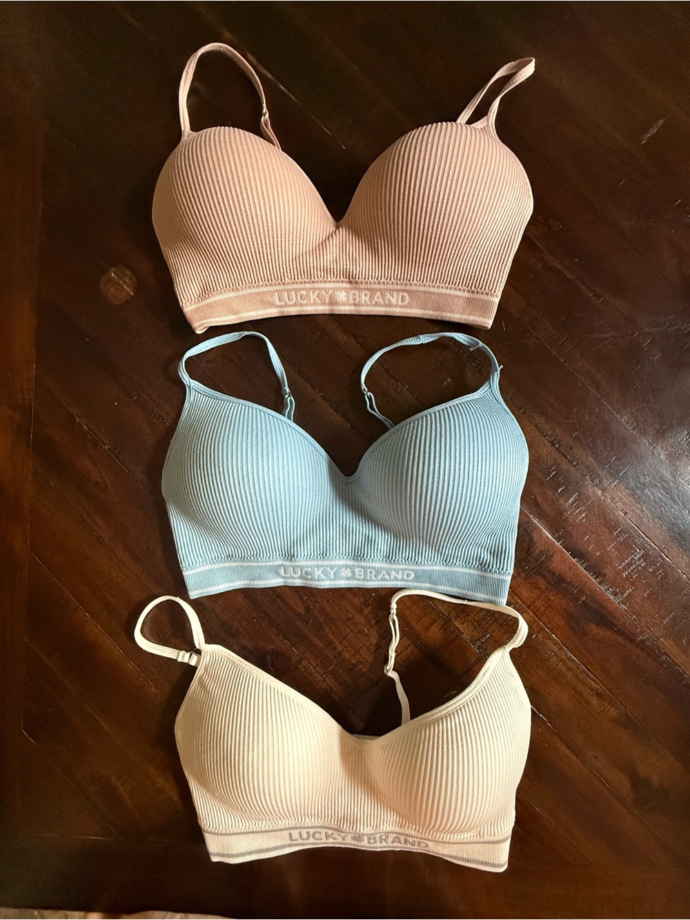 Lucky Brand Ribbed Wireless Bra Bundle 34C NWOT Set of 3